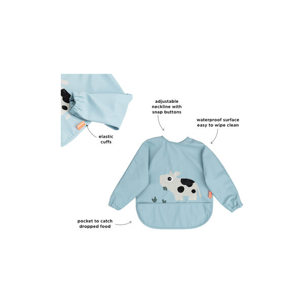 Tiny Farm Sleeved Pocket Bib, blue, Done by Deer