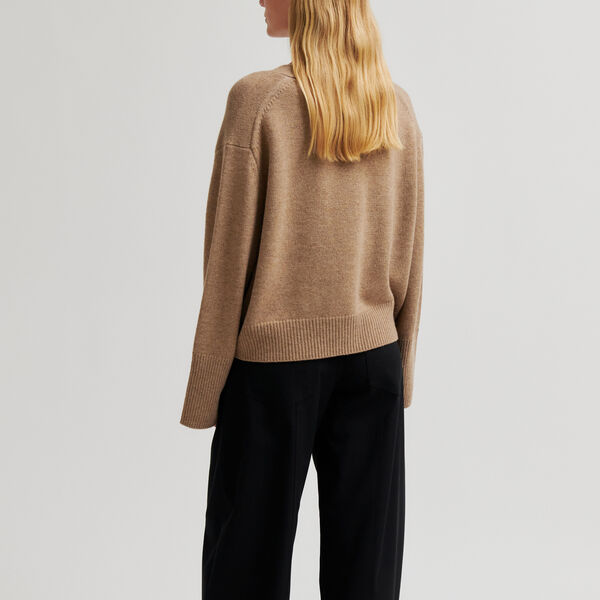 Alpha Knit Cardigan, camel melange, Second Female