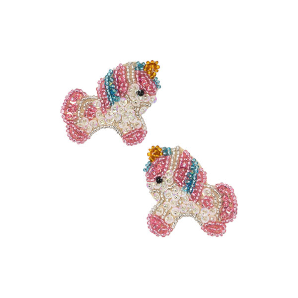 2 Pack Unicorn Beaded Hair Clips, unicorn, Konges Sl&oslash;jd