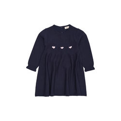 Merino LS Cable Dress w. Hearts, navy w. bubbelgum heart Merino LS Cable Dress w. Hearts, navy w. bubbelgum heart, Copenhagen Colors Organics