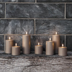 LED Outdoor Pillar Candle 15 cm, sandstone, Uyuni Lighting
