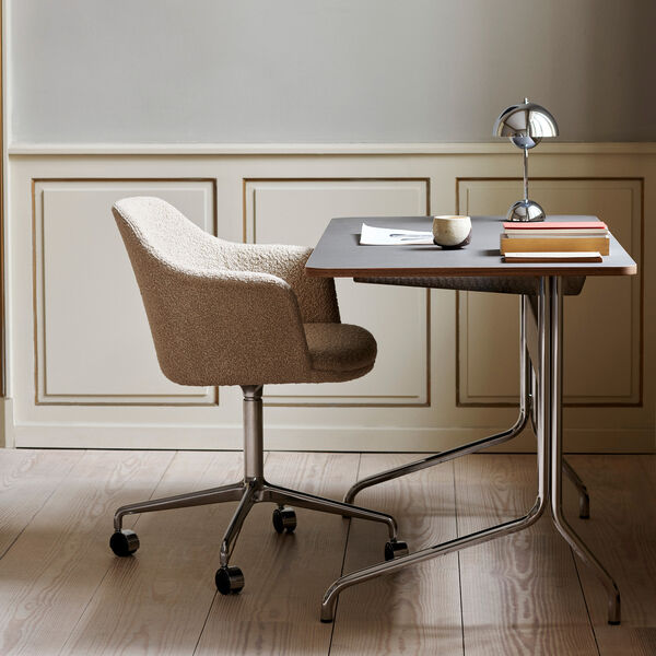 Pavilion Desk AV16, charcoal/walnut/chrome, &Tradition