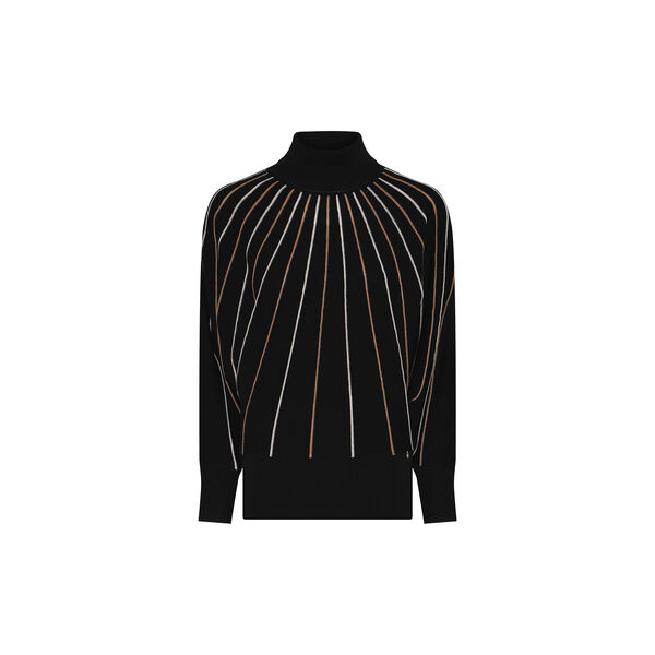 Jumper Pleat Effect Knit | Blk/Camel | Stickad Tr&ouml;ja, Micha