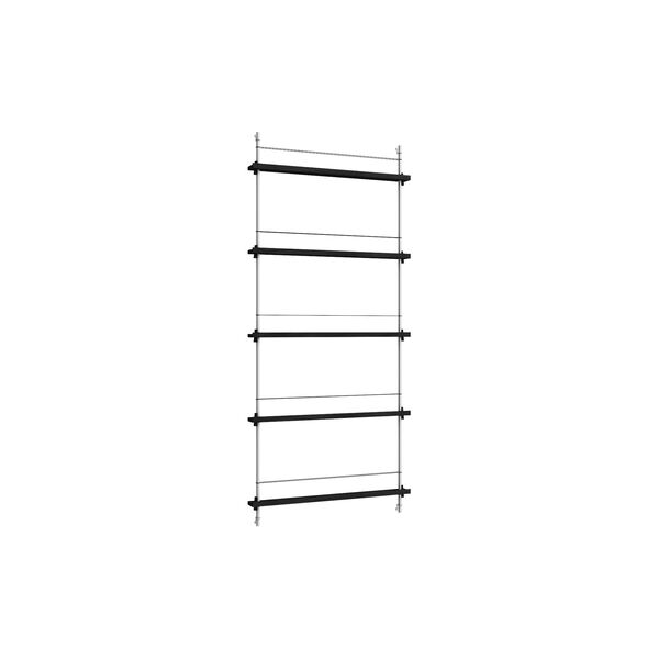 Magazine Shelving Tall, black/stainless steel, MOEBE