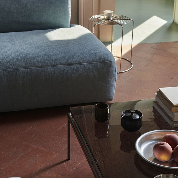 Sett LN13 Coffee Table, smoked glass/dark chrome, &Tradition