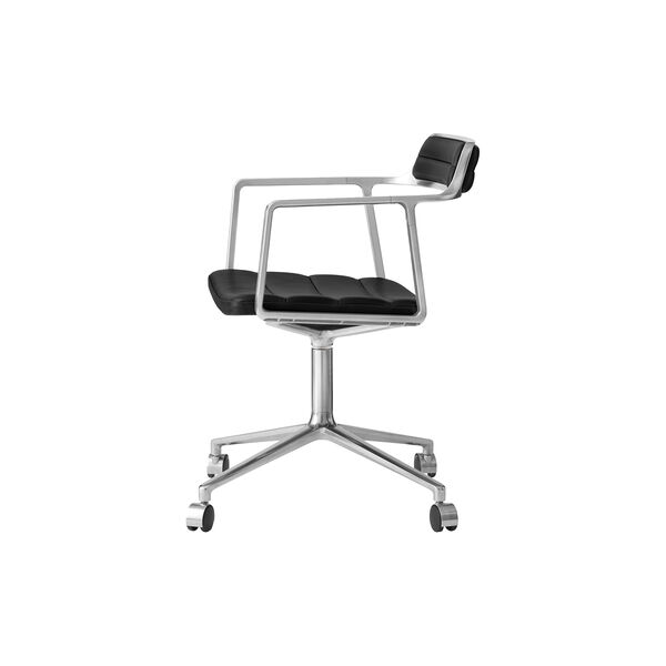 VIPP452 Swivel Chair with Castors, black/polished aluminium, Vipp