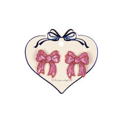 2 Pack Sequin Bow Hair Clip, rapture rose, Konges Sl&oslash;jd