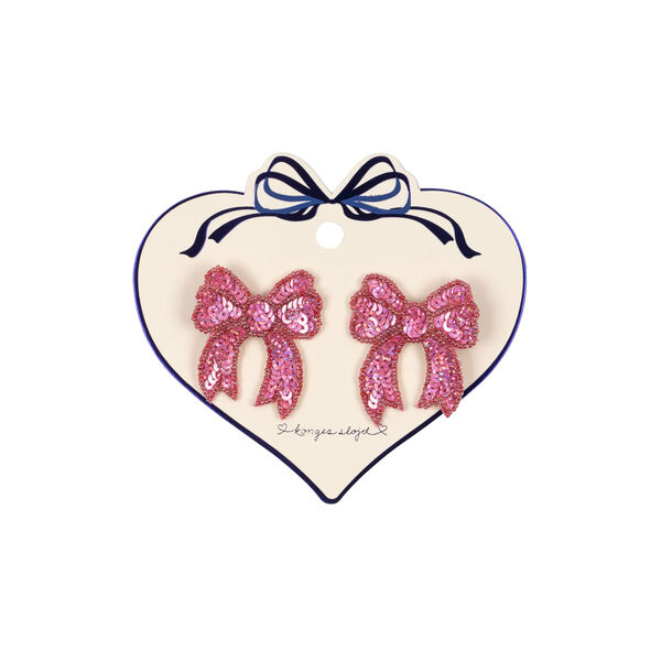 2 Pack Sequin Bow Hair Clip, rapture rose, Konges Sl&oslash;jd