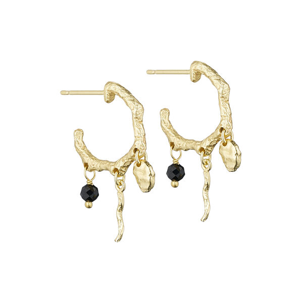 Andrea foil earrings, gold plated/black onyx, Pure by Nat