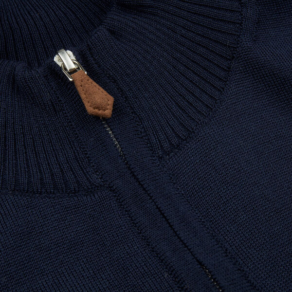 Merino Wool Zip Cardigan, navy, Stenströms