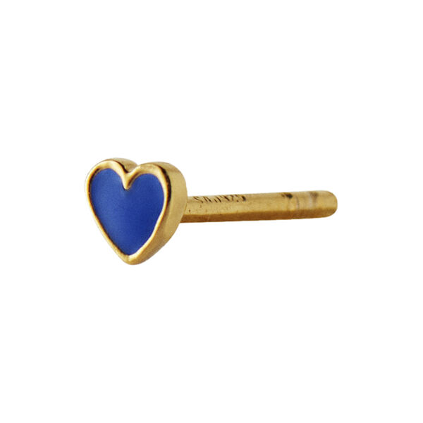 Petit Love Heart Cobalt Blue Enamel Single, gold Petit Love Heart Cobalt Blue Enamel Single, gold, Stine A Jewelry