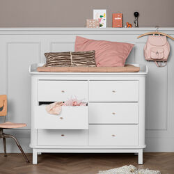 Wood Nursery Dresser 6 Drawers with Large Top, white, Oliver Furniture