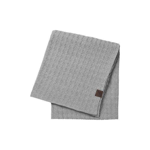 Stickad Pl&auml;d Wave, med grey melange, By LOHN