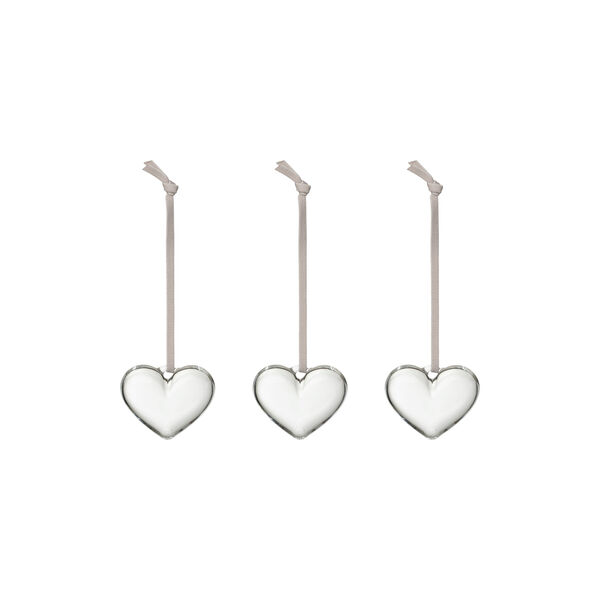 Glass heart set of 3, clear, Iittala