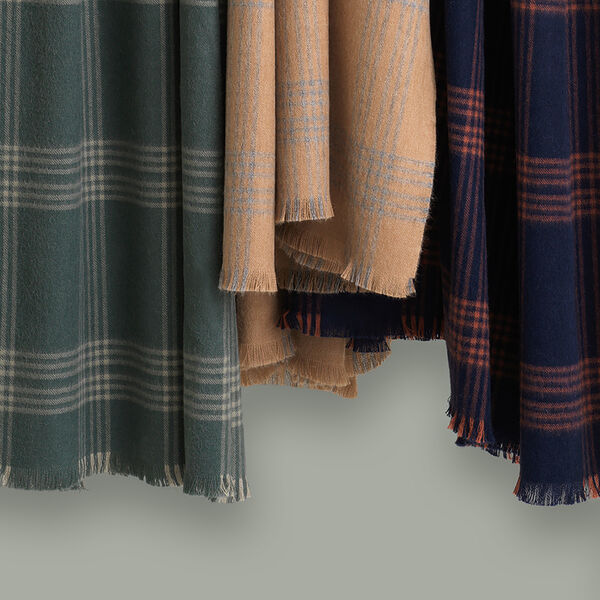 Check pl&auml;d, camel/light grey, ELVANG