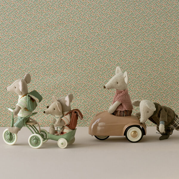 Vagn till cykel till mus, green, Maileg