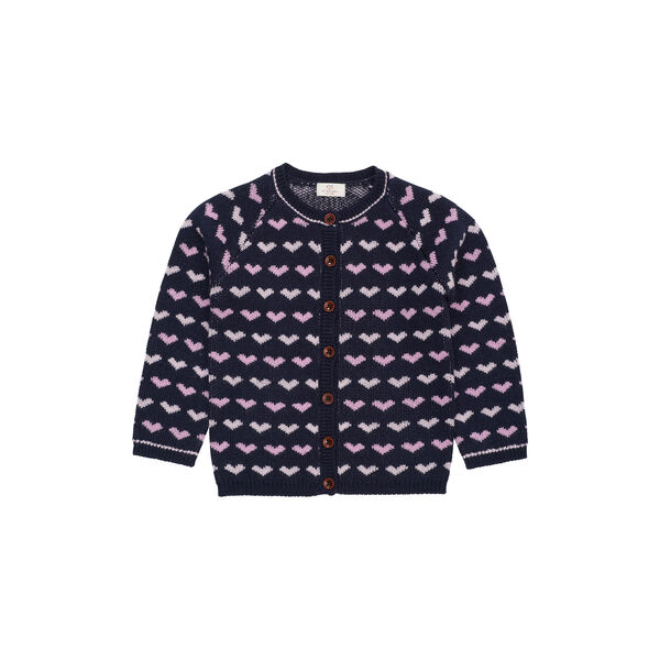 Merino Heart Cardigan, navy/bubblegum comb., Copenhagen Colors Organics