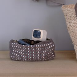 Stickad Clutch Multi, brown-beige_sugar, By LOHN