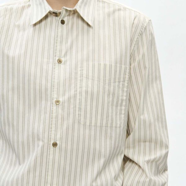 WWAdrian shirt, silver birch stripe, Wood Wood