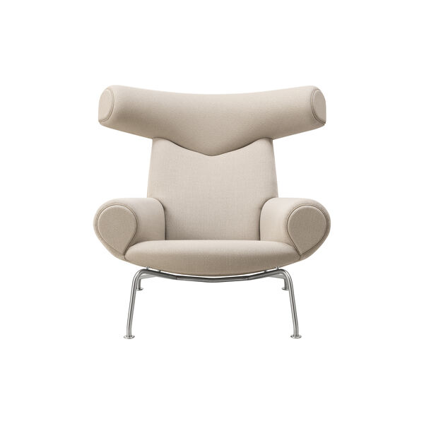 Wegner Ox Chair | Warm Grey | F&aring;t&ouml;lj + Ottoman, Fredericia Furniture