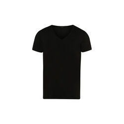 Cotton Superior SS Shirt V-Neck, black, HANRO