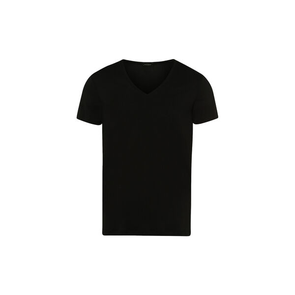 Cotton Superior SS Shirt V-Neck, black Cotton Superior SS Shirt V-Neck, black, HANRO
