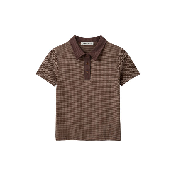 CALISTASW RIB POLO T-SHIRT, brown striped, Sofie Schnoor