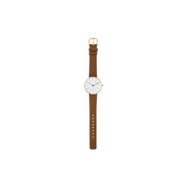 Bankers armbandsur, white/gold/brown, Arne Jacobsen Watches