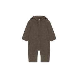 Pram Suit Ears Wool Fleece, brown melange, HUTTEliHUT