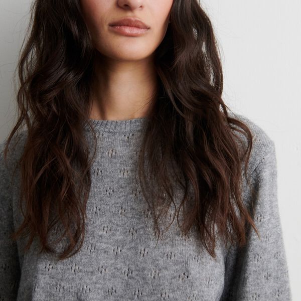 Amala Knit SS O-Neck, mid grey melange, Second Female