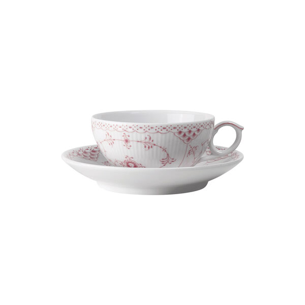 Coral Fluted Half Lace kopp med fat 20 cl, Royal Copenhagen