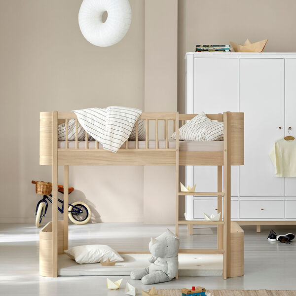 Wood Mini+ Low Loft Bed 68x162 cm, oak, Oliver Furniture
