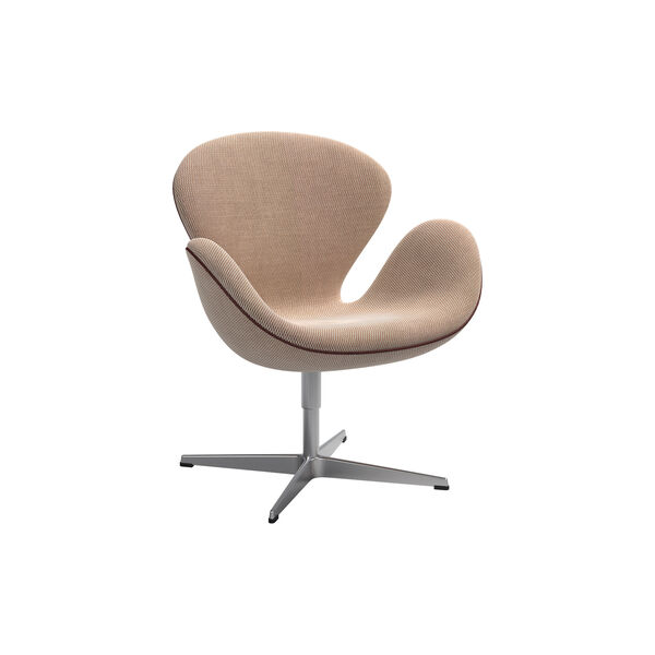 Swan&trade; 3320 Loungestol with Piping Choice 2024, creme/brown 0428/chestnut, Fritz Hansen