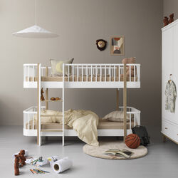 Wood Original Low Bunk Bed 90x200 cm, white/oak, Oliver Furniture