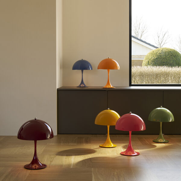Panthella 250 Portable Table Lamp, opaque burgundy, Louis Poulsen