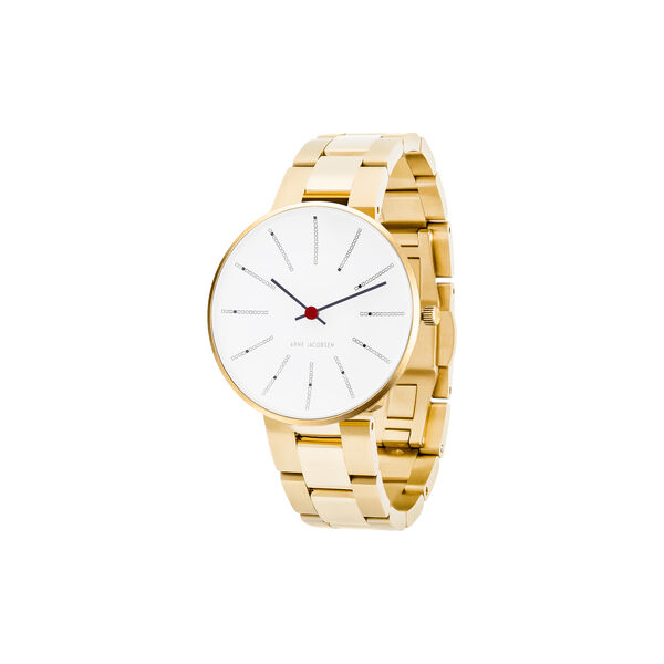Bankers armbandsur, white/gold/gold, Arne Jacobsen Watches