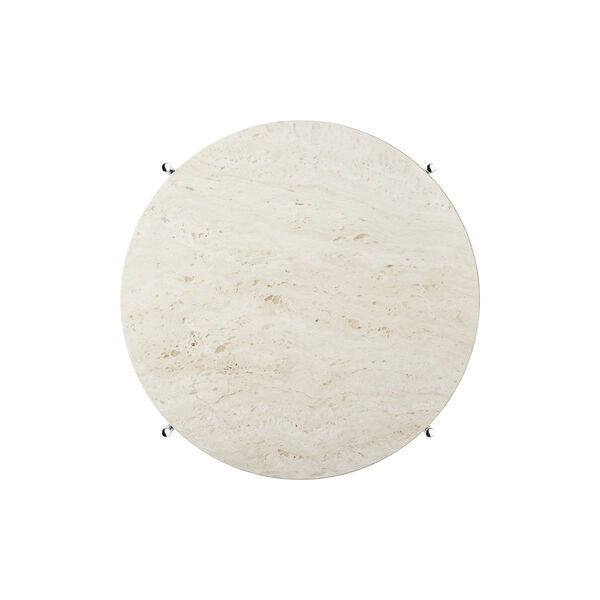 TS Coffee Table &Oslash;55, neutral white travertine/steel, GUBI