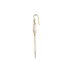 Long Baroque Pearl With Chain Earring White Sorbet Single, gold, Stine A Jewelry