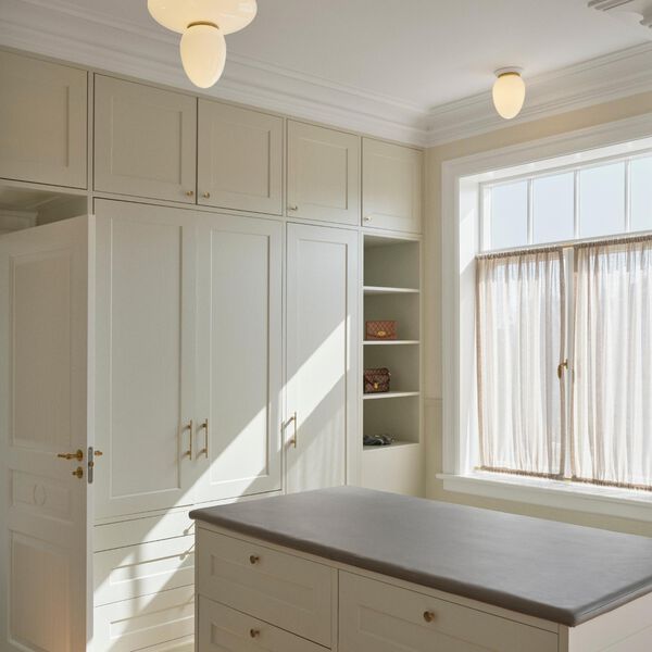 Rizzatto 42 Ceiling Lamp, satin brass/opal, Nuura