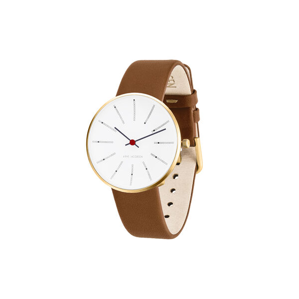 Bankers armbandsur, white/gold/brown, Arne Jacobsen Watches