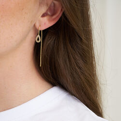 Maya chain earrings, gold plated/black front and zircons, Pure by Nat