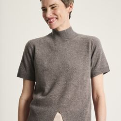 Kumo cashmere kort&auml;rm blus, shark melange, BITTE KAI RAND