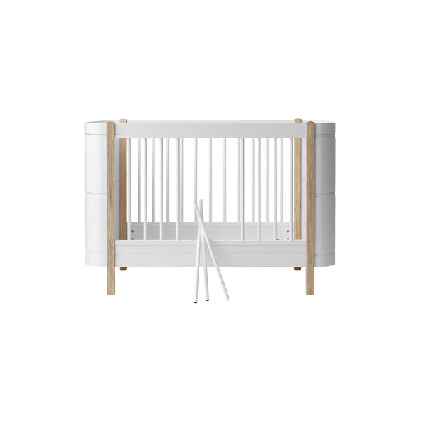 Wood Mini+ Cot Bed excl. Junior Kit 68x122 cm, white/oak, Oliver Furniture