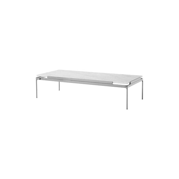 Sett LN12 Coffee Table, bianco carrara marble/dark chrome, &Tradition