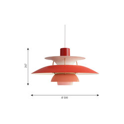 PH 5 pendel, röd, Louis Poulsen