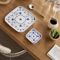 Blue Fluted Half Lace fyrkantig tallrik 10,5 cm, Royal Copenhagen