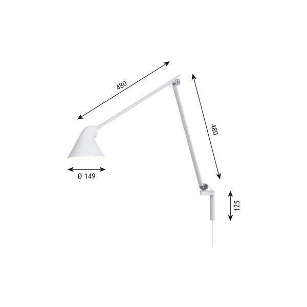 NJP vägglampa, vit, Louis Poulsen