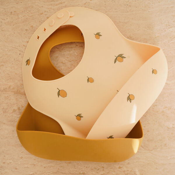 2-pack Silikonhaklapp, lemon/almond, Konges Sløjd