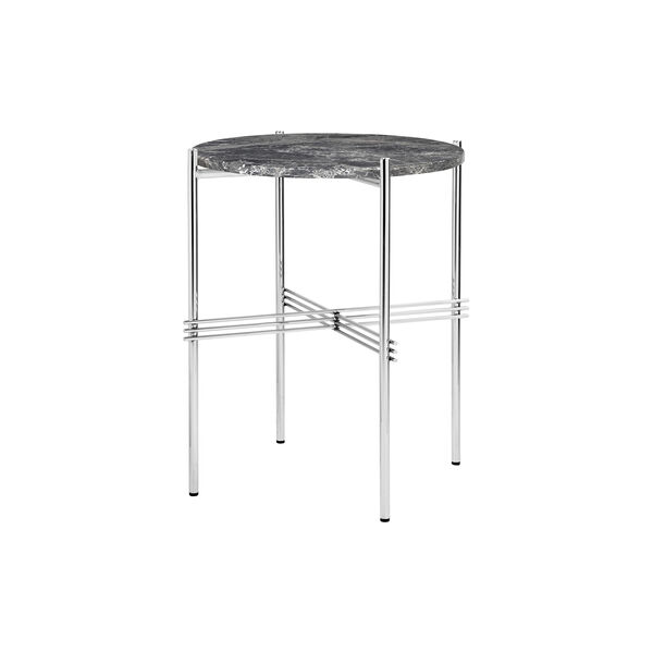 TS Side Table Round, grey emperador marble/steel, GUBI