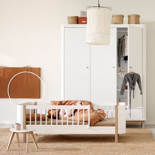 Wood Mini+ Junior Bed 68x162cm, white/oak, Oliver Furniture